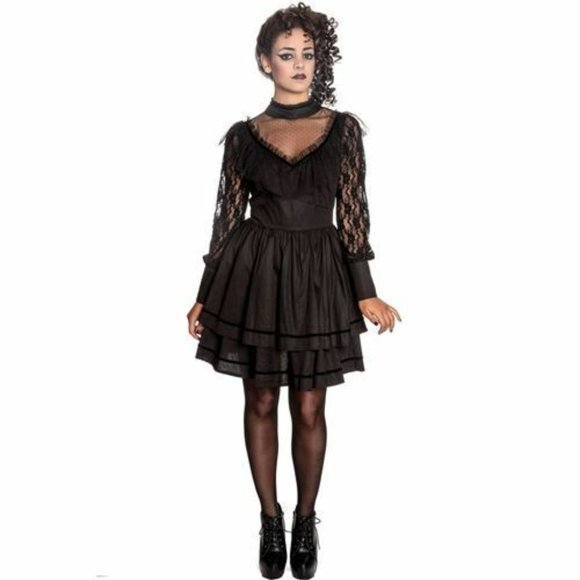 Hell Bunny Lace Collared Black Tulle - Size Large - Picture 2 of 4